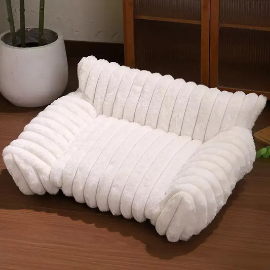 Cute Cat Couch for Pets - Fluffy Dog Bed Small Medium Size Dog with Premium Soft Corduroy Fleece, Pet Sofa with Removable Washable Cover, Supportive Couch Bed for Small Dogs， Four-Season Sleeping Basket Style Cat Bed, Shaped Beds